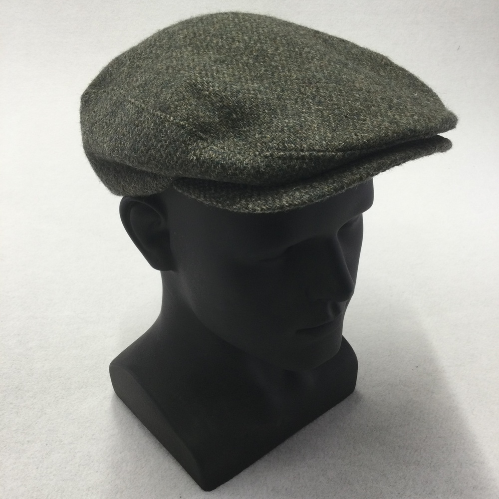 Vintage Pendleton Hat Flat Cap Mens Medium Green Wool Tweed Herringbone USA